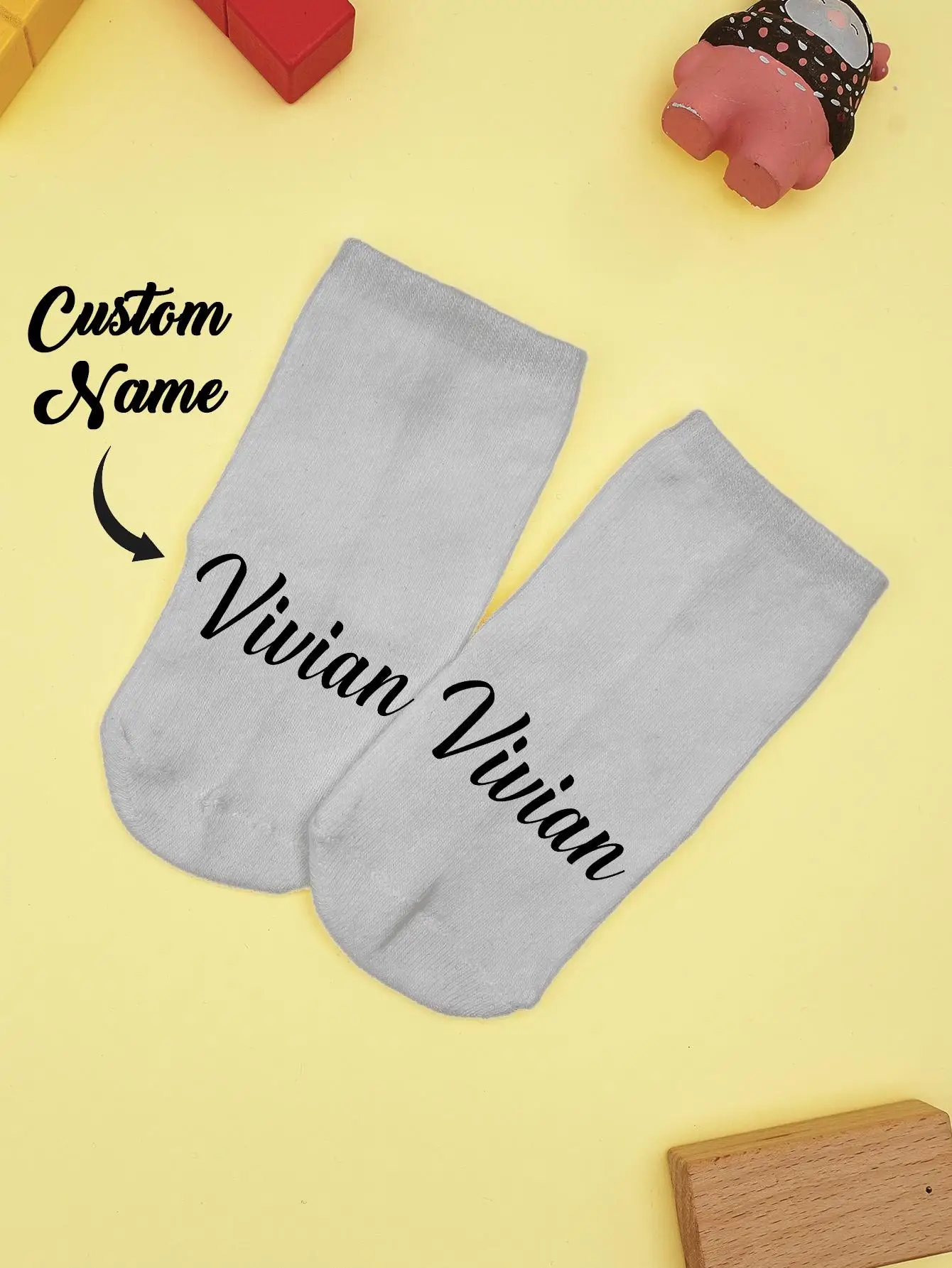 1 Pair Custom Baby Name Sock Personalized Printed Socks with Name Custom Printed Socks Gift for Newborn Baby Shower Birthday