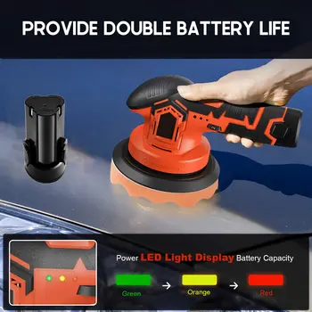 2000-5000轉/分 無線汽車拋光機 無線汽車拋光機 電動拋光打蠟工具 靜音 6檔變速 10 最佳銷售 汽車拋光機 - №5
