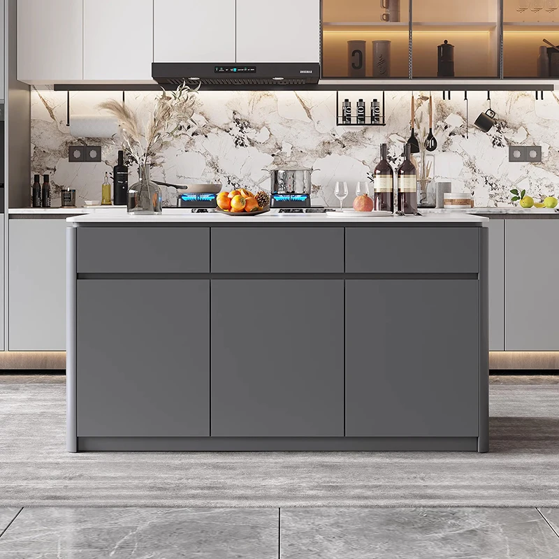 Islas de cocina minimalistas francesas, prácticas con almacenamiento, Islas de cocina clásicas de primera calidad, muebles duraderos de primera calidad