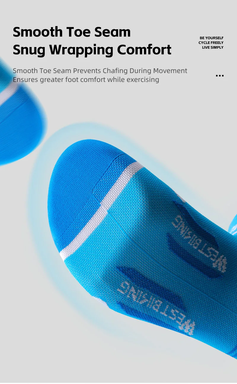WEST BIKING Fahrradsocken für Männer und Frauen, gestreift, mit Logo, weich, dehnbar, atmungsaktiv, Sportsocken, Lauf- und Fahrradausrüstung, EU 37-44 – Detail 10