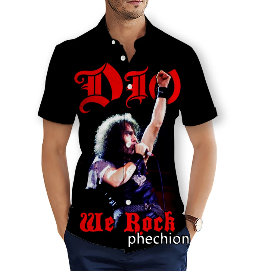 phechion Mens Short Sleeve Beach Shirts DIO Rock 3D Print Casual Shirts Fashion Streetwear Men Tops X298