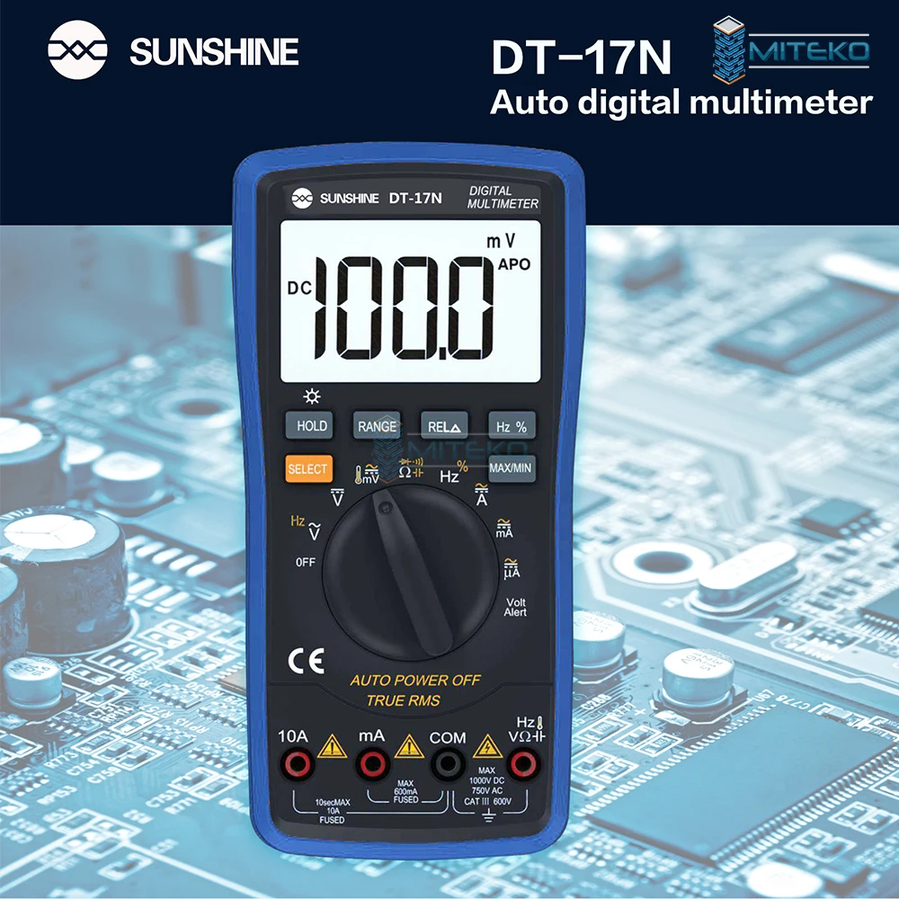 

SUNSHINE DT-17N Auto Digital Multimeter Auto Range LCD Display Multimeter High Precision Digital Display Instrument Tester