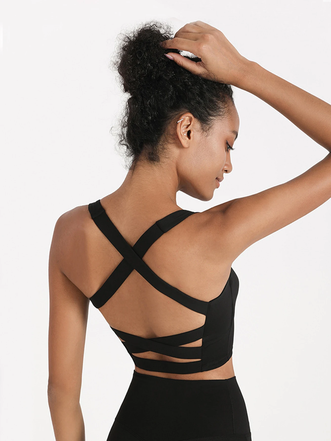 Cross-Back Sports Bra for Women, High-Intensity Shockproof, Side Breast Support, Fitness Tank Top, Suitable for Running and Yoga