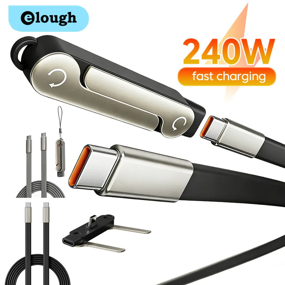 Suporte para Celular Dobrável com Carregamento Rápido Tipo C 240W, Cabo de Dados com Ajuste Multiângulo, Suporte para Carregamento de Celular com Cabo USB PD