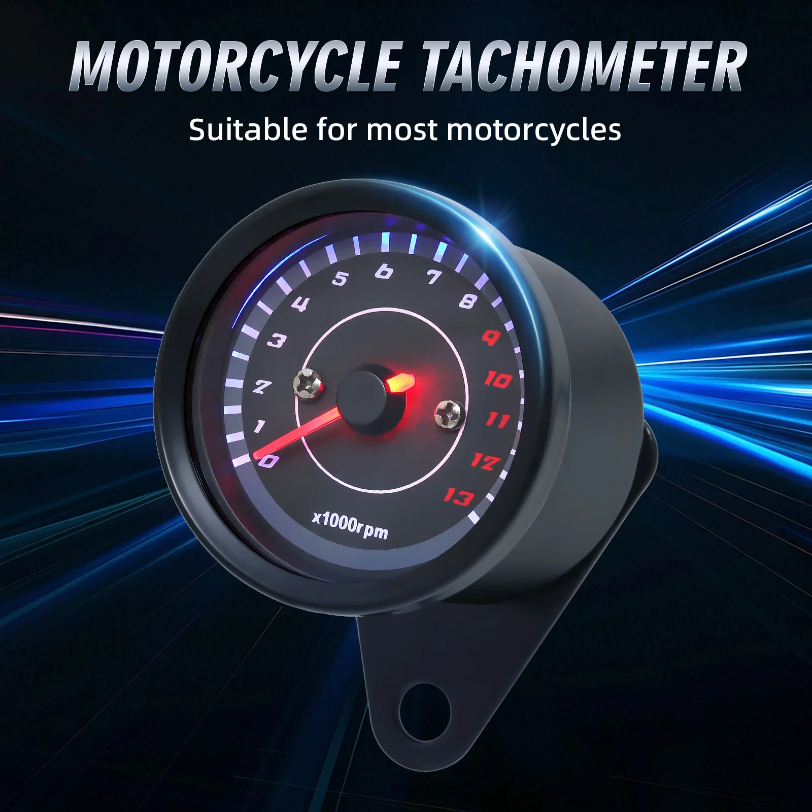 12 فولت دراجة نارية مقياس سرعة الدوران العالمي LED الإلكترونية تاش مقياس Motobike ملحقات الآلات الإلكترونية مقياس سرعة الدوران 13000 دورة في الدقيقة