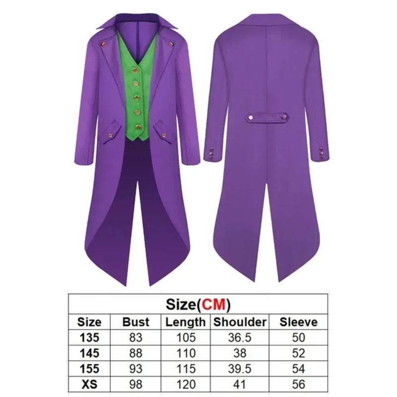 

Movie Super Villain Costume Disguise Joker Cosplay Fantasy Tuxedo Jacket Vest Suit Adult Children Men Cosplay Roleplay Fantasia