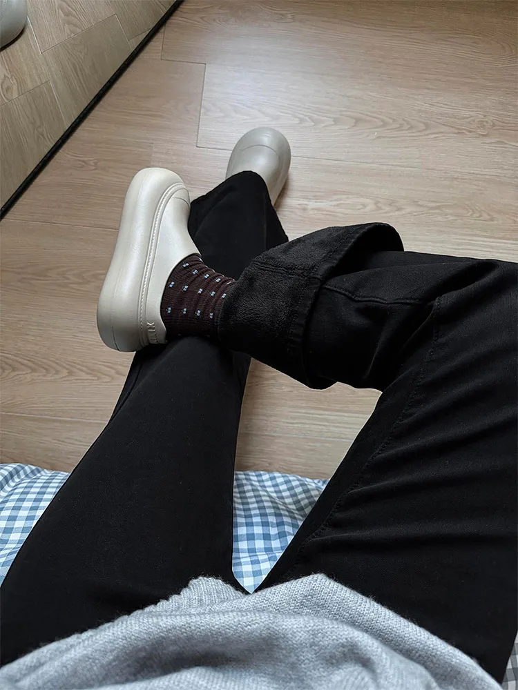 Fce forrado thiened bla emagrecimento bootcut jeans feminino inverno plus size solto elástico casual calças jeans de cintura alta