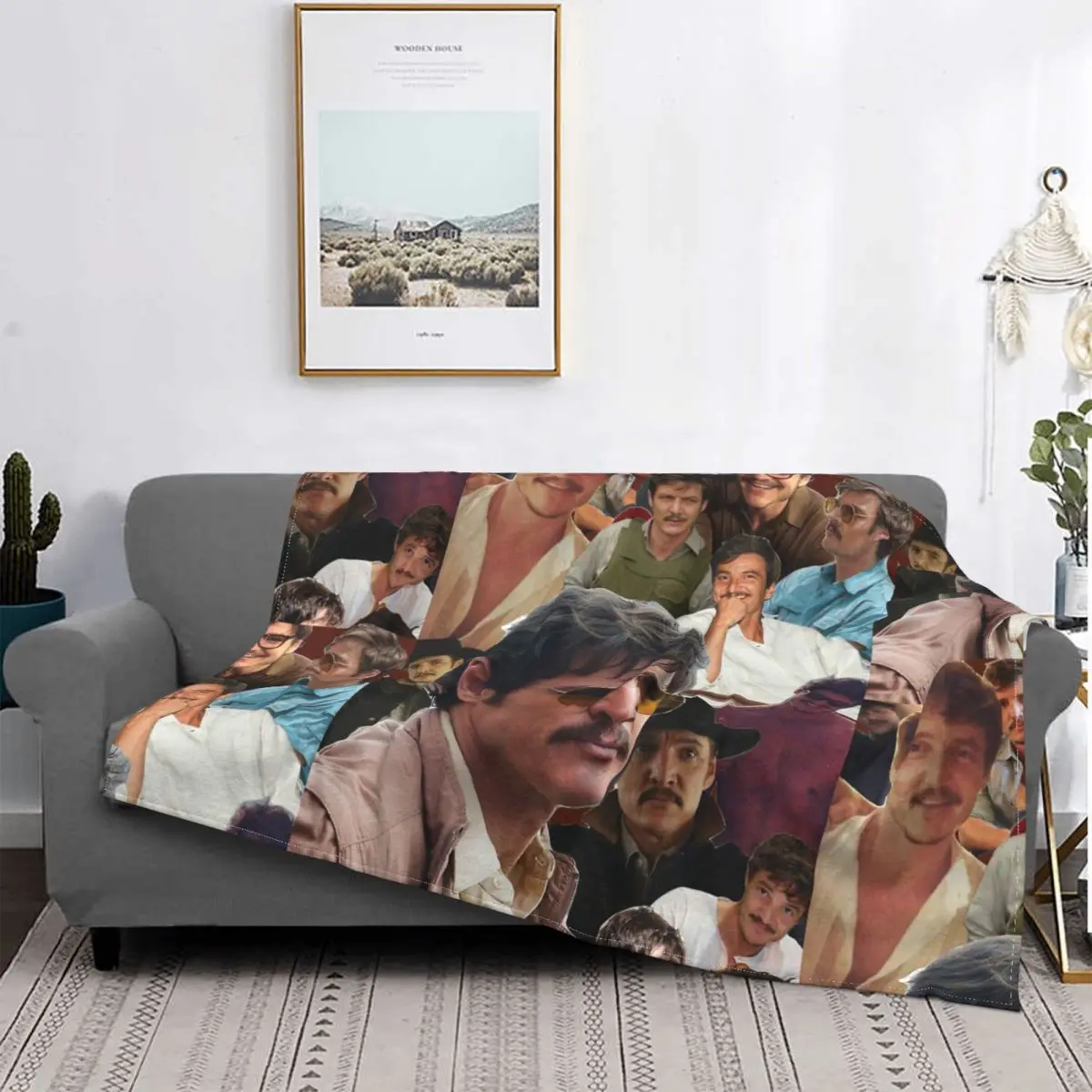 Collage Of Pics Pedro Pascal Meilleur acteur de groupe Blanket Velvet Spring Autumn Throw Blankets For bed Plush Thin Quilt