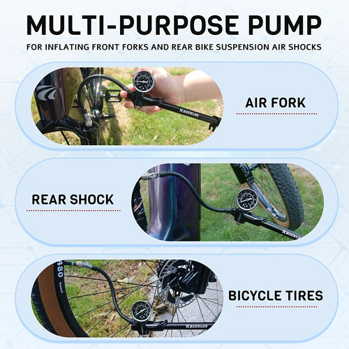 Imagen 2 del producto Bomba de Aire para Horquilla de Bicicleta BUCKLOS, Máx. 400 psi, 27.5 Bar, Bomba de Amortiguador Trasero para Bicicleta, Inflador de Neumáticos Schrader Portátil, Inflador de Balones