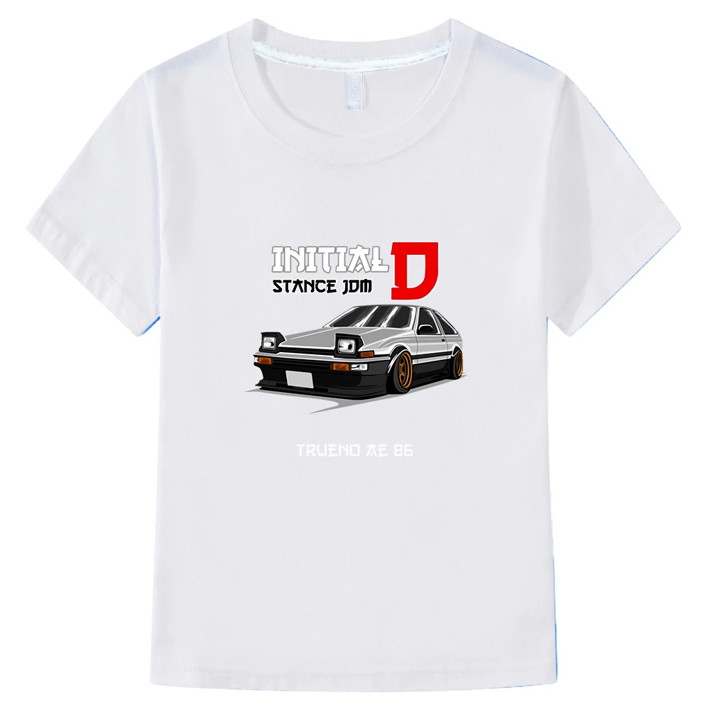 Initial D Tshirt Stance JDM T-Shirt Trueno AE86 Drift Car T-shirt Kids Summer Clothes Girls 100% Cotton Anime Print T Shirt Tees