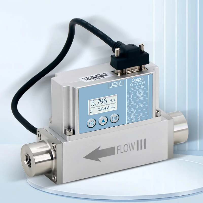 High Precision Thermal Mass Gas Flow Meter for Natural Gas/LPG/Diesel, Digital Display, 420mA Output, RS485 Modbus, DN25-DN100