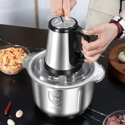 Electric Meat Mincer Grinder 5L Stainless Steel Chopper Food Processor Garlic Mud Maker Blender Large Capacity Kitchen Utensils