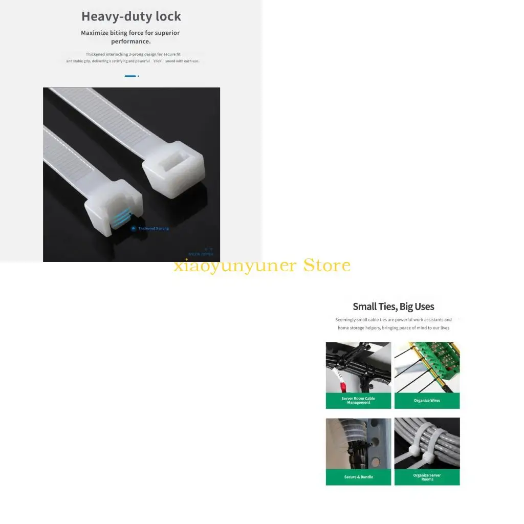 P9JB 100Pcs Nylon Tie Wrap Cable Tie Pack for Computer Cord Home Projects Garden Wire Management Cable