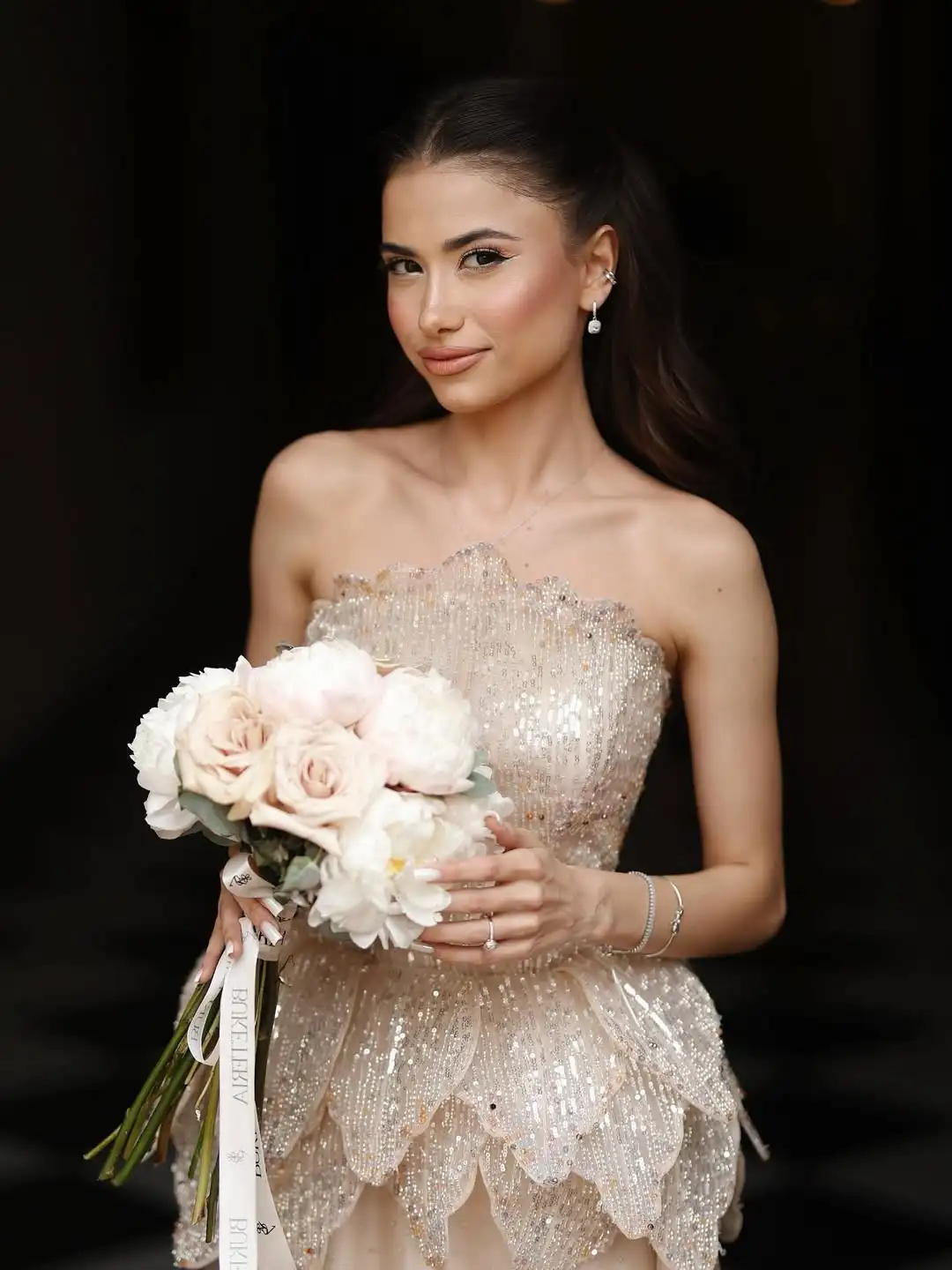 

Ofherown Champagne A-Line Evening Dress Tiered Sequins Ruffled Prom Gowns Elegant Wedding Guest vestido de fiesta Customized