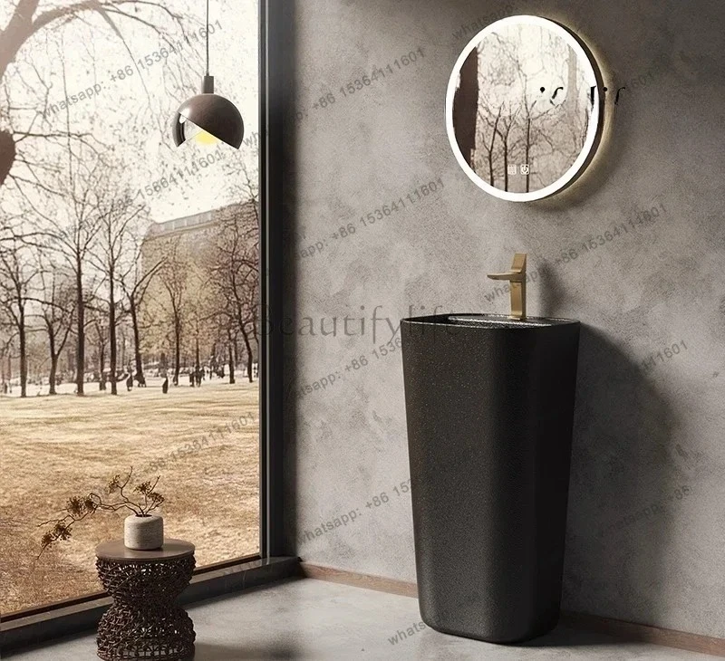 Imitation Stone Column Basin Inn Balcony Vertical Wash Basin Chinese Floor-to-ceiling Washbasin B & B Bathroom