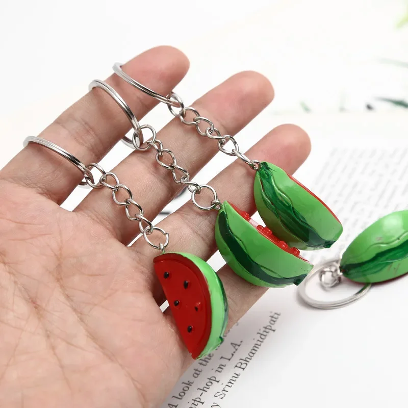 Resin Simulation Watermelon Keychain Creative Summer Fruit Environmental Protection Model Car Phone Bag Pendant Ornaments Gift