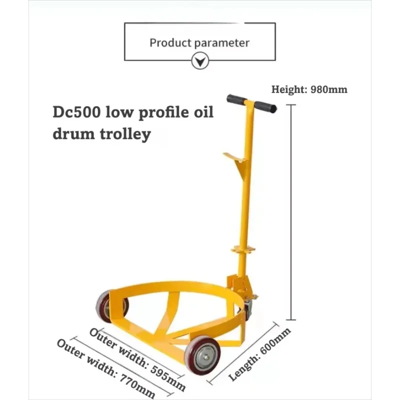 Factory Direct 2026 Low Profile Drum Dolly Hand Push Cart For Steel Plastic Barrel Transport Loading Unloading Tool
