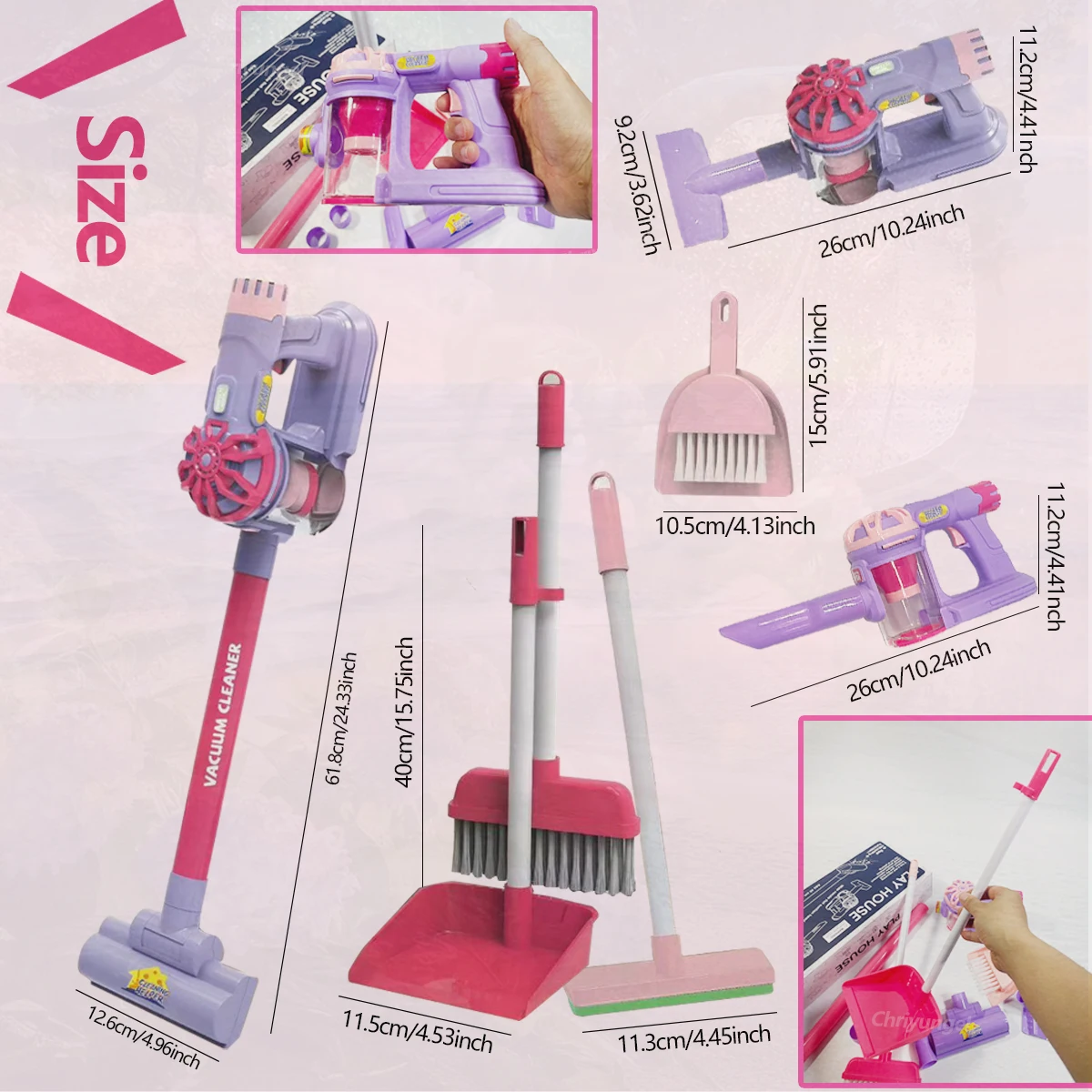 Kinderen Stofzuiger Speelgoedset Fantasiespel Reinigingsspeelgoed Realistisch Huishouden Educatief Speelgoed Cadeaus voor Peuters Jongens Meisjes