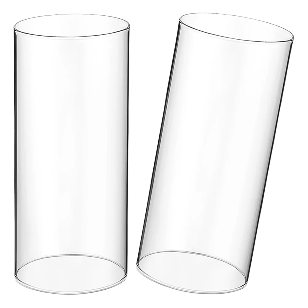 

2Pcs Clear Glass Holder Windproof Cylinder Shade Fits 6x15cm Candles Smooth Surface Home Decor Cover
