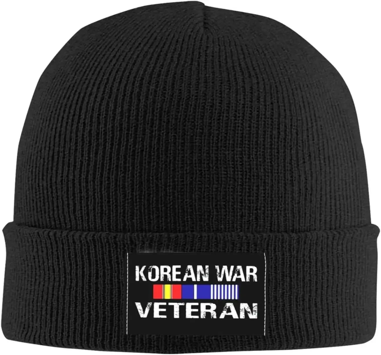 Korean War Veteran Beanie Hats Warm Chunky  Knit Hat Slouchy Skull Cap for Women Men Black