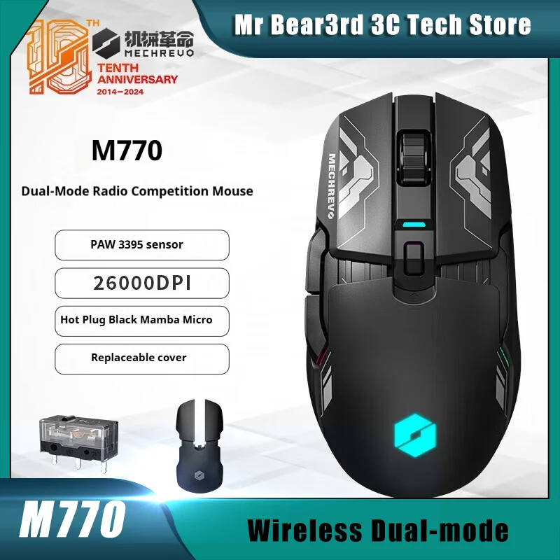 

Mechrevo M770 Dual-Mode Wireless Gaming Mouse Paw3395 Sensor Lightweight Small Hand Hot-Swappable Micro-Movement