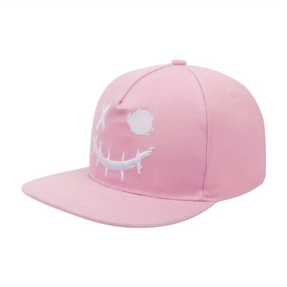 [قبعة بيسبول مطرزة Smile] قبعة سائق الشاحنة للجنسين - قبعة بيسبول مطرزة بالابتسامة - قبعة هيب هوب للمهرجانات