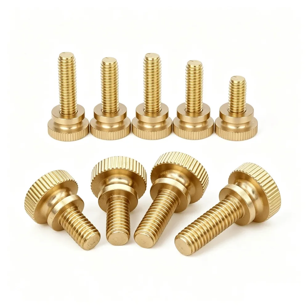 Hand Tighten Brass Thumb Screws M3-M10, Double Layer High Step Knurled Head Bolts for Computer Case, Multiple Pack Sizes