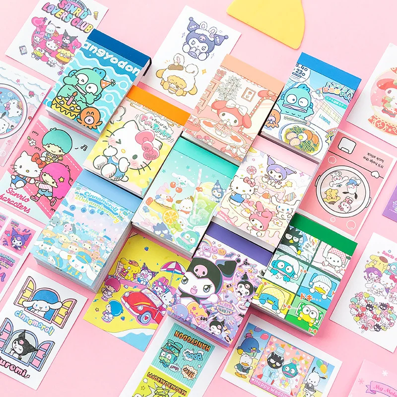 

50 листов, милые наклейки Sanrio Hello Kitty Cinnamoroll Kuromi для детей