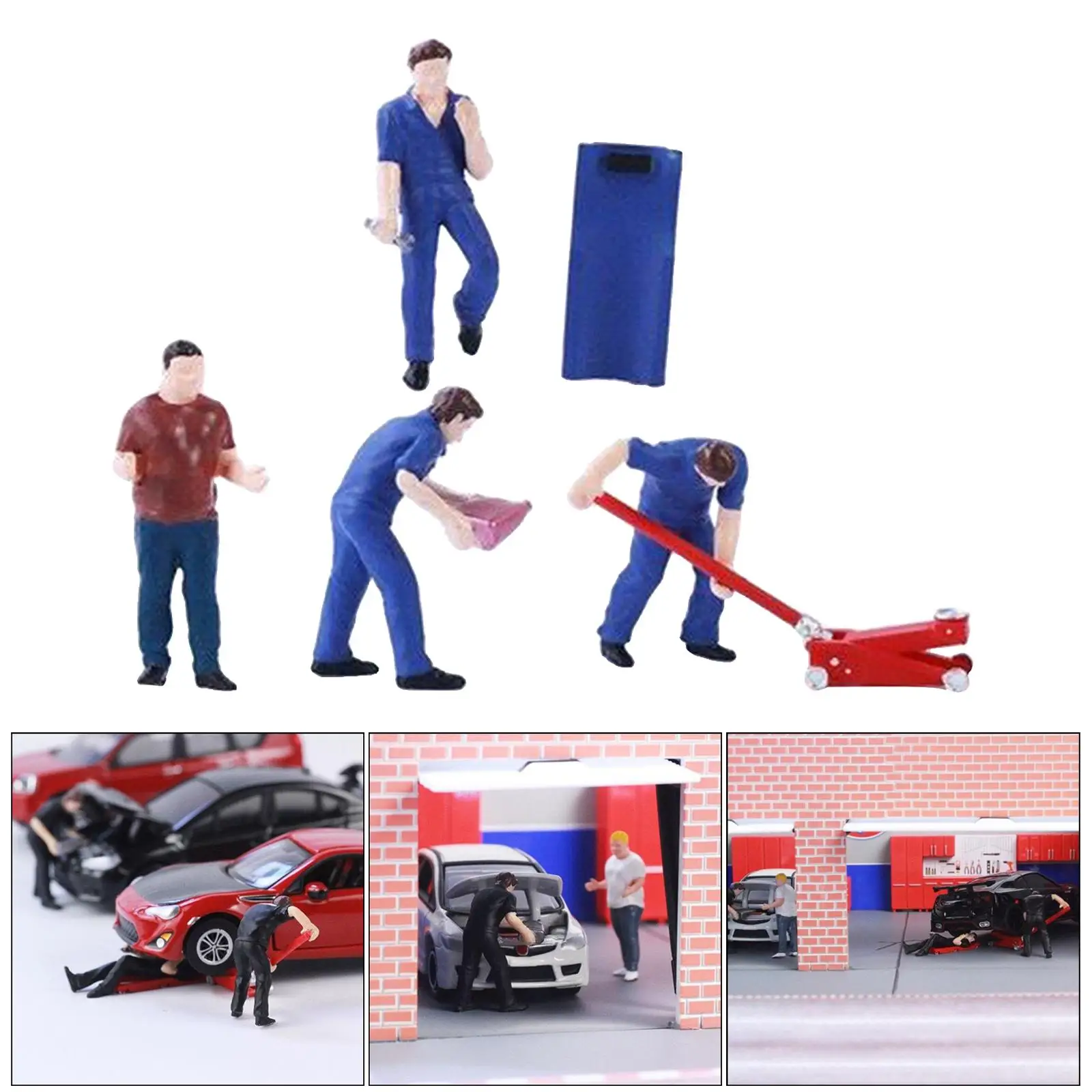 Tiny Diorama Figure Auto Repairman Model Street Building Road Layout Scenario