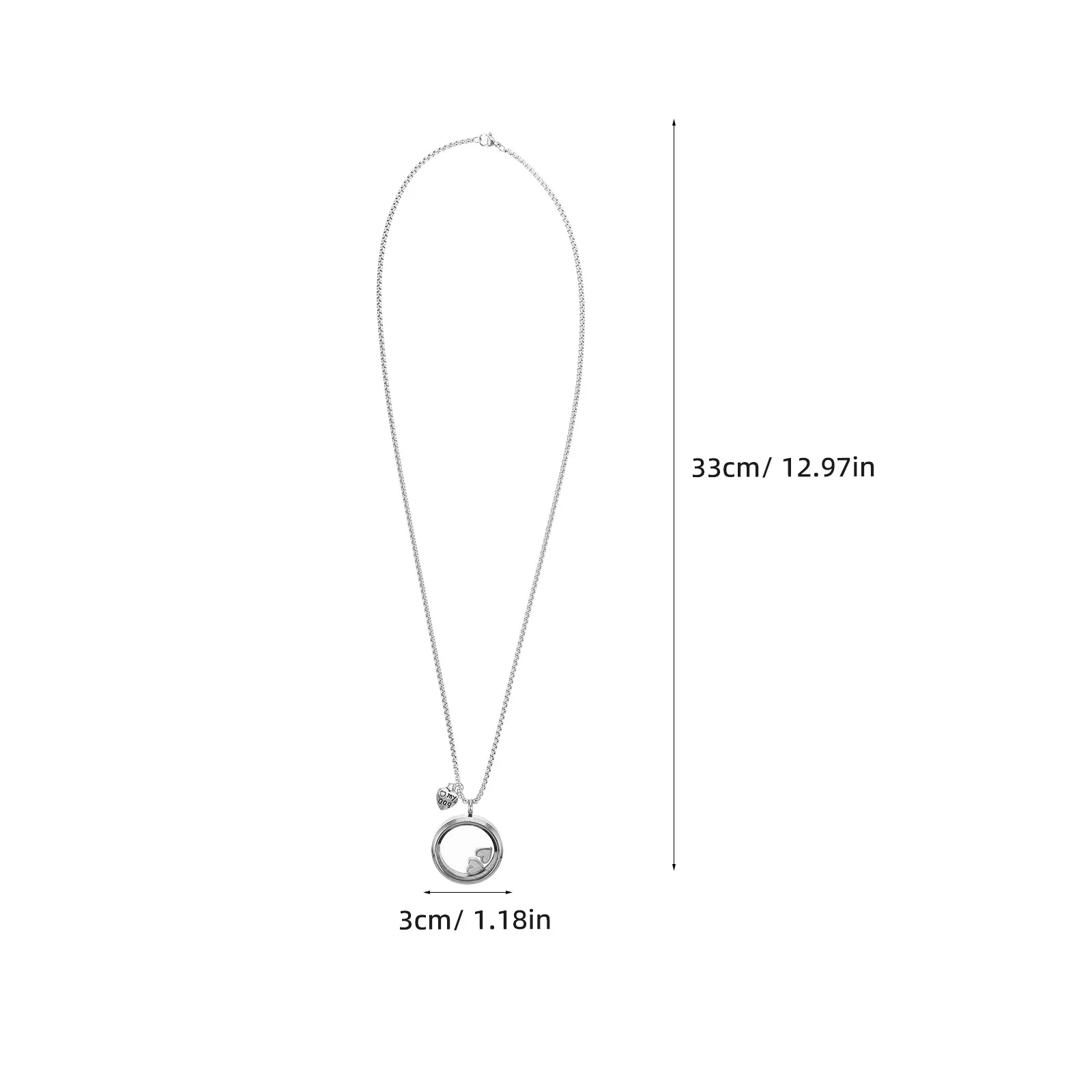Pet Memorial Necklace Stainless Steel Small Transparent Glass Circle Pendant Dog Hair Ashes Keepsake Jewelry Commemorative