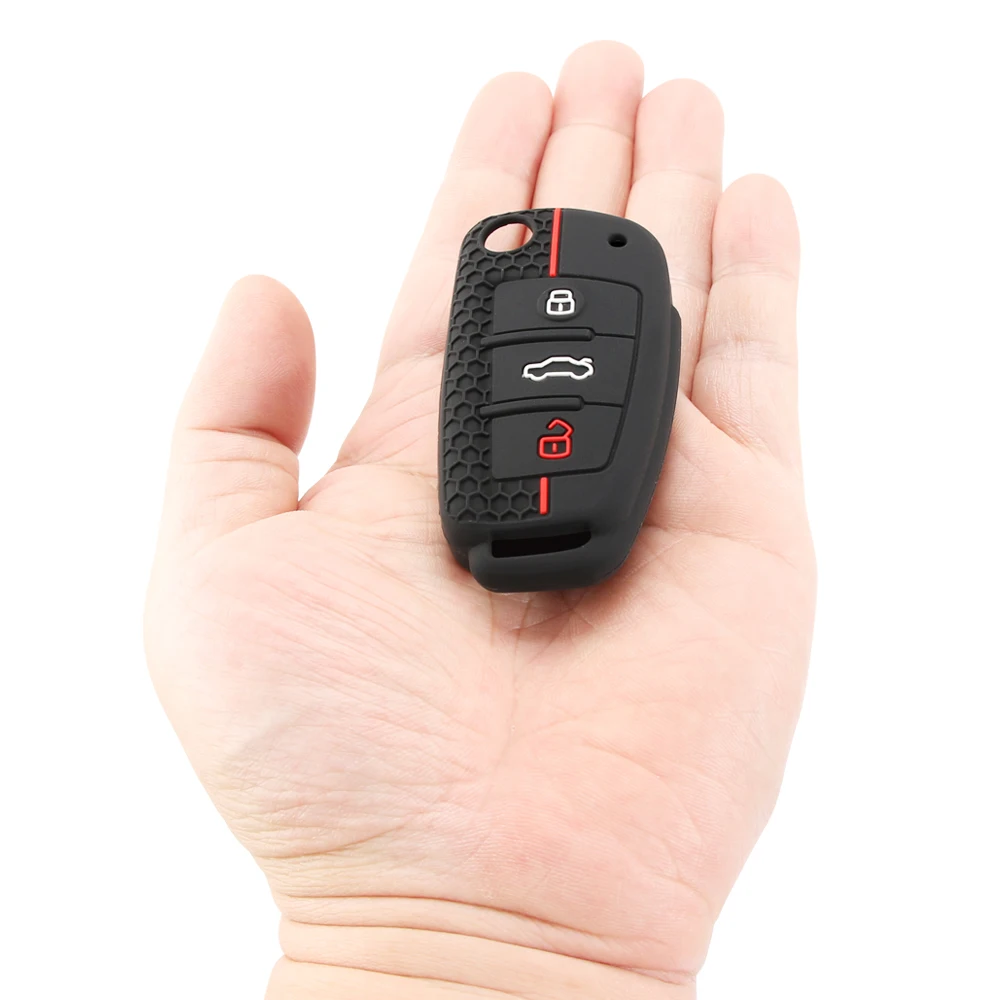 For Audi A1 A3 A6 A6L Q2 Q3 Q7 TTS R8 S6 RS3 Silicone Car Flip Key Case Protector Keychain Full Cover Shell Auto Accessories