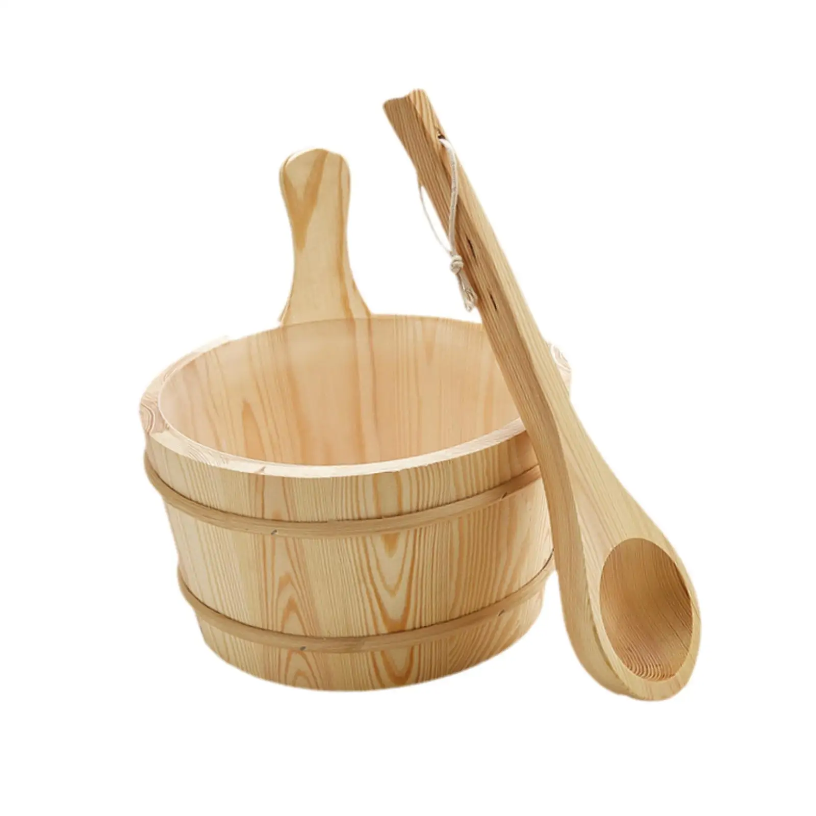 4L Wood Sauna Barrel and Ladle SPA Steaming Bathroom Tool Multifunctional Sturdy SPA Accessory Portable for Hotel Bathroom