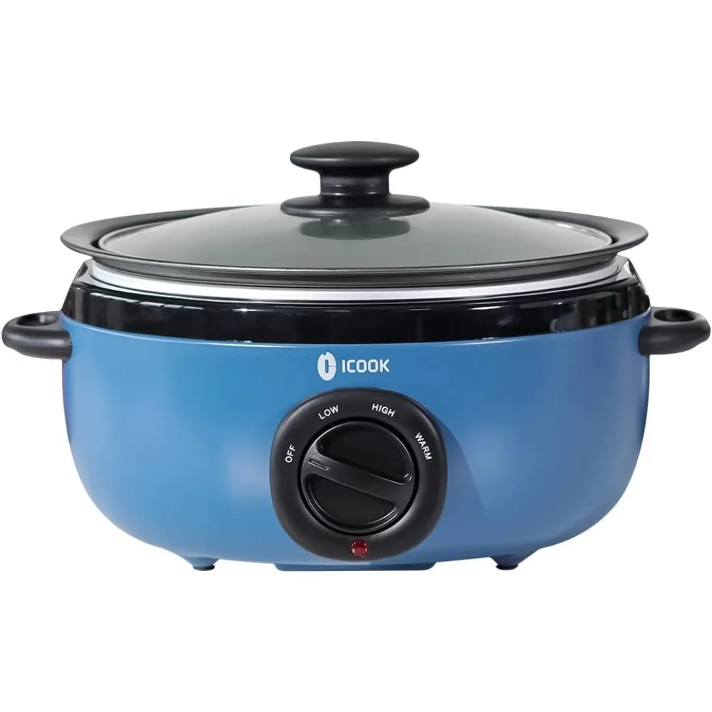 USC-35-OP001BL 3,5 Quart slowcooker, aluminium Sear/Sauté stoofpot kookplaat veilig, vaatwasmachinebestendig, glas