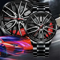 Top Men Leather Strap Watches Men Car Wheel Hub Stainless Steel Quartz Watch For Mens Military Sports Watch Relogio Masculino