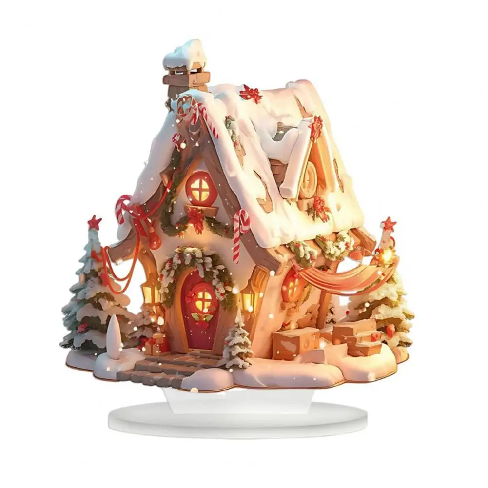 زخرفة عيد الميلاد الاكريليك عطلة حزب ديكور الثلجي المقصورة زخرفة مجموعة لقضاء عطلة الجدول ديكور الاكريليك سطح المكتب سجل للمنزل