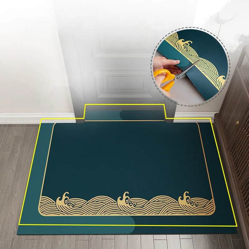 Entrance Doormats New Chinese Style Colorful Leather Carpet Mud Dusting Wear-resistant Rug Rubber Non-slip Machine Washalbe Mat