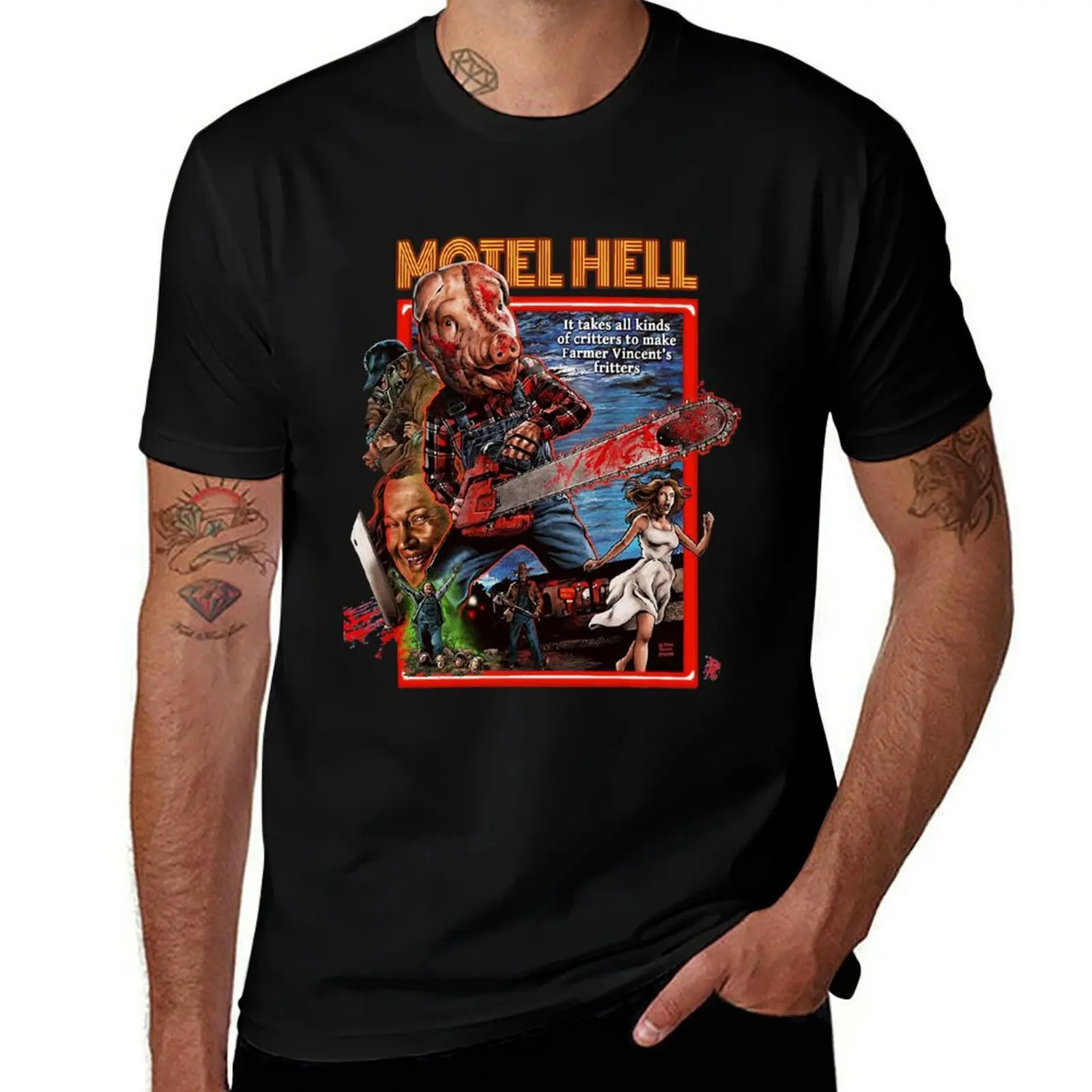 Motel Hello - Special Ed. Cover Art（1980）☆VHSGasm Video☆ HORROR MERCH T-Shirt Relaxed Casual Short Sleeve Tee T-Shirt