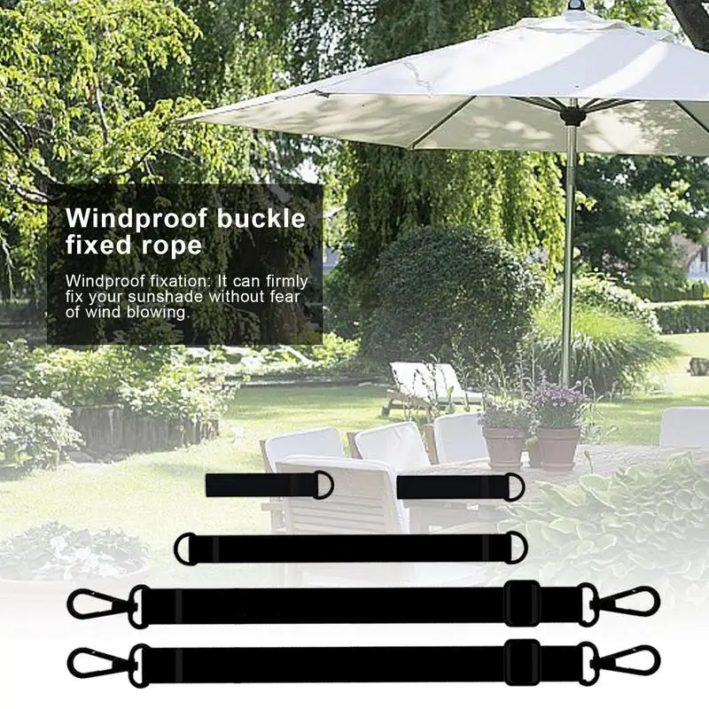 Black Wind Protection Straps Adjustable For Large Cantilever Parasols Wind Lock Weatherproof Fixed Strap For Parasol With Hooks