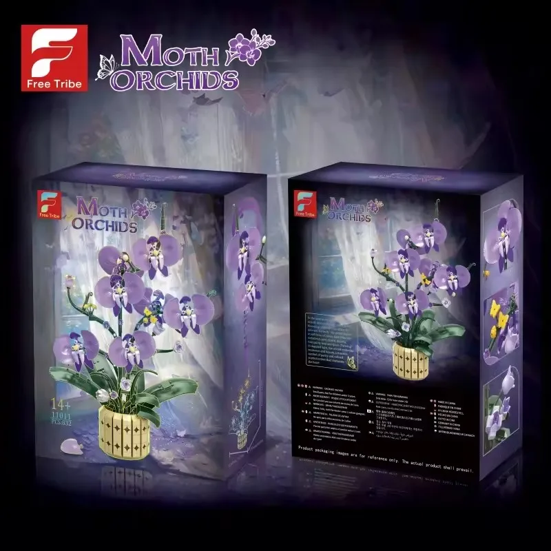 

MOC Phalaenopsis Plant Building Block 832PCS Flowers Moth Orchid Vase Deco Constructor DIY Toys Children Adults