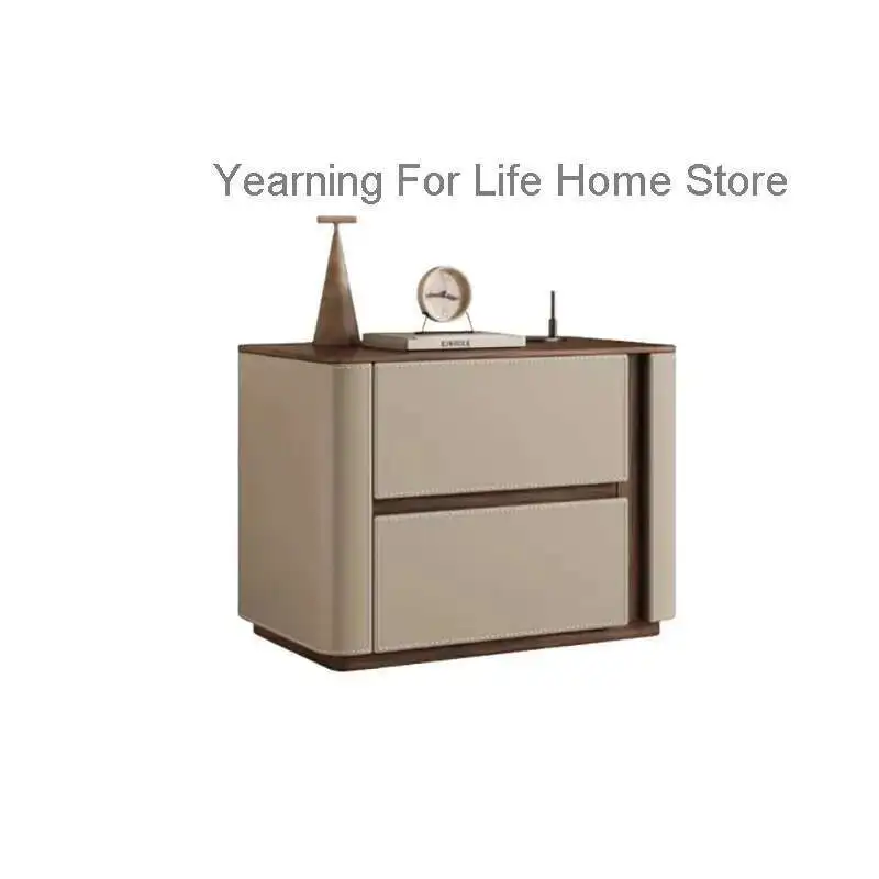 Italian Elegant Bedside Table Minimalist Style Premium Modern Nightstands Space Saving Mesita De Noche Bedroom Furniture