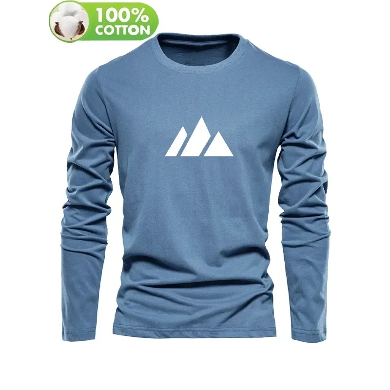 100 Percent Cotton Long Sleeve Crew Neck Tee For Men Comfort Light Fabric Suitable For Daily Walking Travel Casual Street Outfit view 2