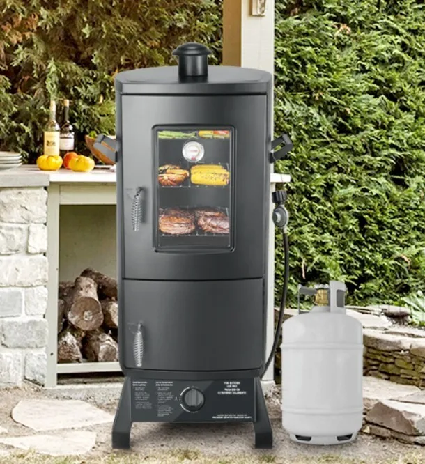 

Vertical Propane Gas Smoker BBQ Grill with Temperature Control 3 Rack Barbecue