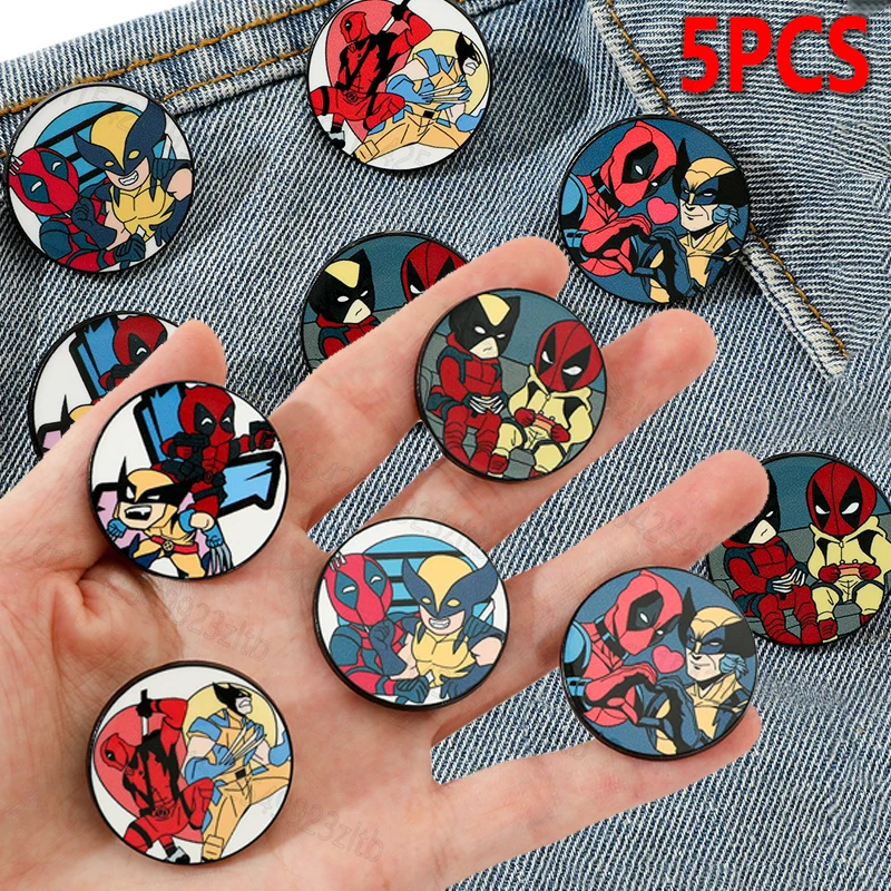 1Set Disney Cartoon Deadpool&WolverineBrooch Funny Spiderman Metal Pins Badges Accessories Jewelry Gifts Enamel Pins Brooches