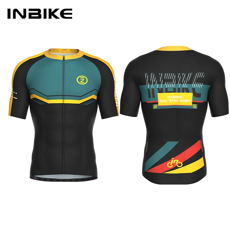

INBIKE 2025 Мужской велосипедный трикотаж с короткими рукавами, впитывающий влагу велосипедный трикотаж с карманом MTB, полная молния, велосипедная одежда для мужчин
