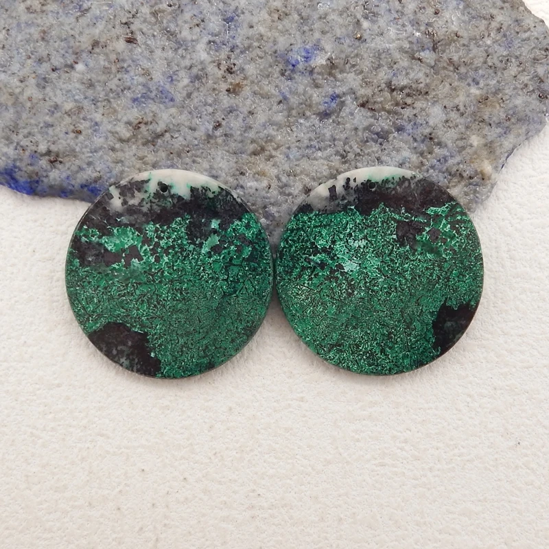 Handmade Natural Stone Chrysocolla Round Earring Bead DIY Making Jewelry Finding 30x3mm 14g