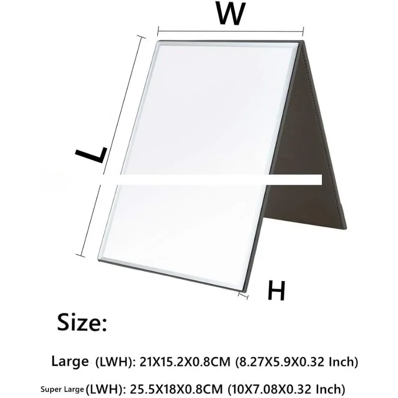 Miroir grand miroir de maquillage Super HD Portable, Angle multi-support, mains libres/portátil/miroir pliable de table 6,9x4,9 pouces