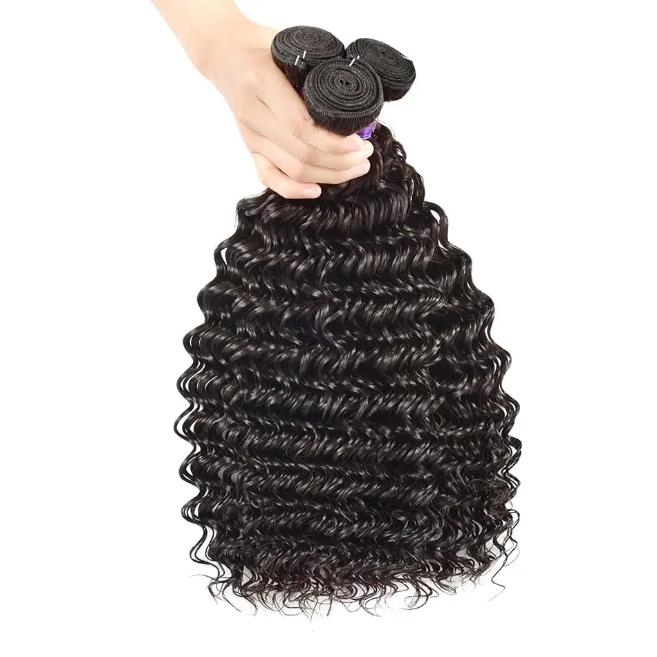 Deep Wave Bundles Human Hair 4 Bundles (18 20 22 24 inches) 12A Virgin Curly Bundles 100% Human Hair Deep Wave Bundles