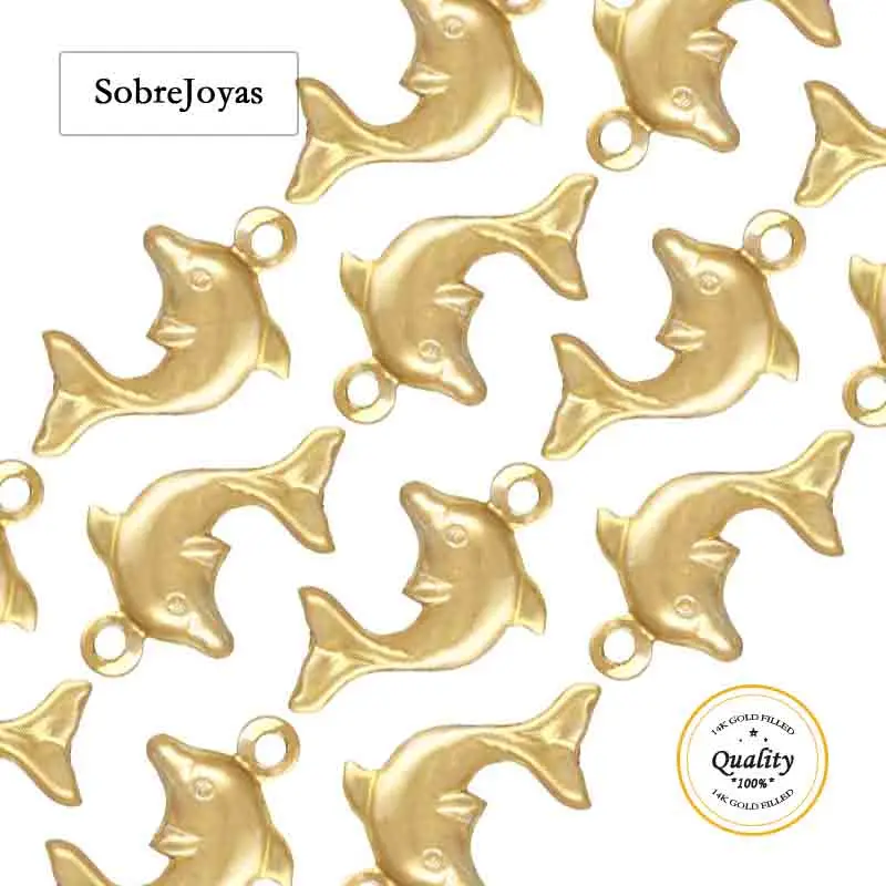 

14k Gold Filled Dolphin Charm 7.8x13mm Pendant for DIY Jewelry Making Handmade Findings Accessories Dolphin Charm