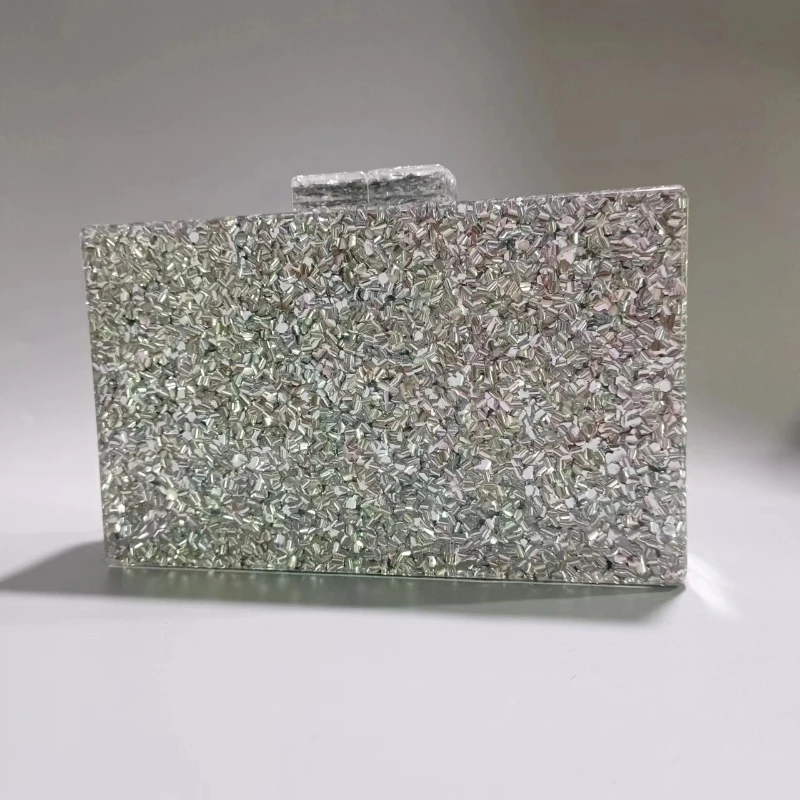 Cross-border Foreign Trade Ladies New Gold And Silver Sequins Acrylic Evening Bag One Shoulder Diagonal Wedding Banquet Clutch