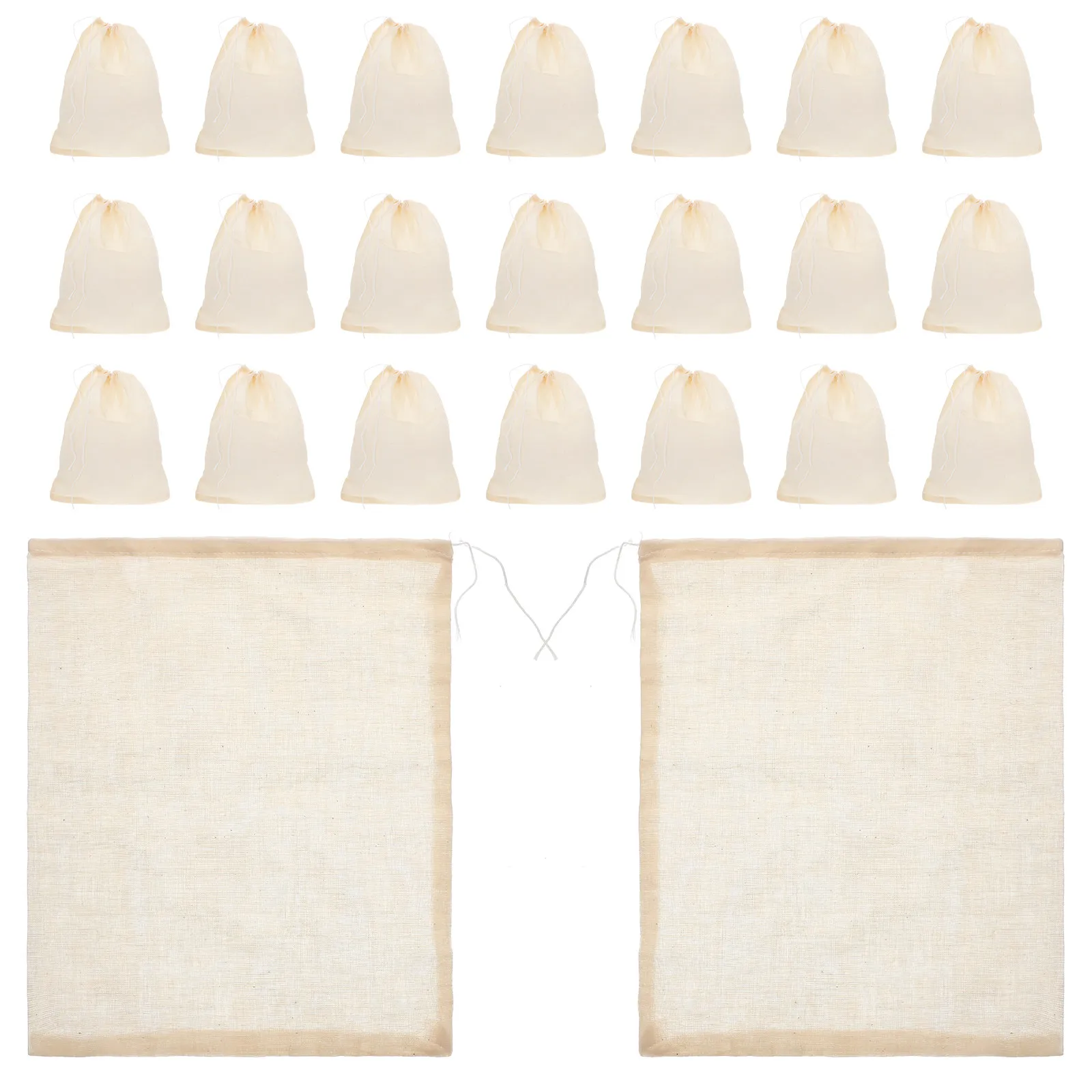 

25Pcs Lightweight Soup Filter Bags with Drawstring Reusable Cotton Pouches for Tea Herbs Spices Cooking Straining Socks